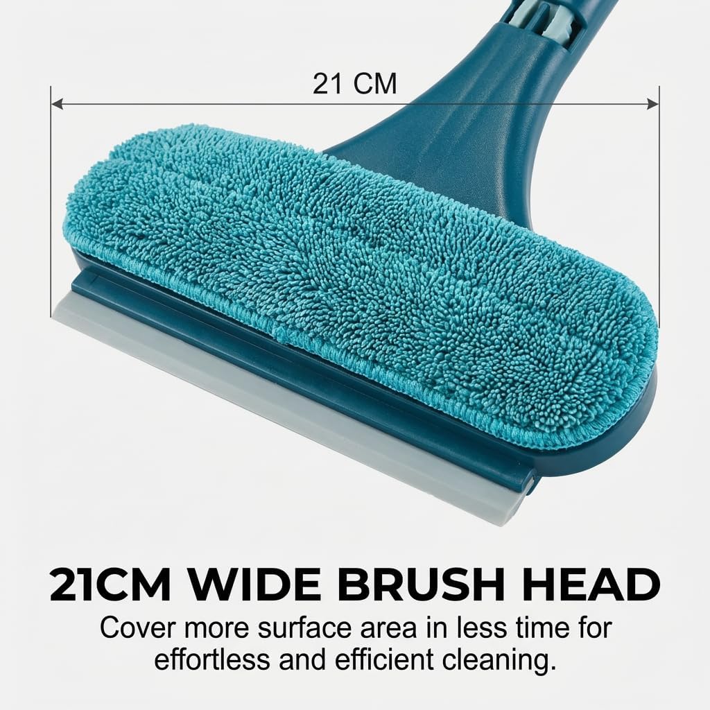 Window Screen Cleaning Brush, 2 in 1 Detachable Multi-Purpose Window Screen Cleaner Tool with Squeegee, Mesh Screen Cleaner Brush with Wet and Dry Dual-Use for Patio Door Porch Screens (Blue, 1PC)