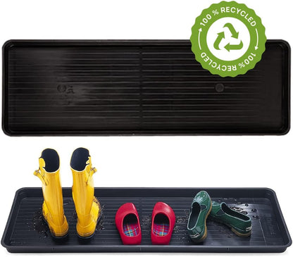 Gardener's Supply Company Entrance Boot Tray | Multi-Purpose All Weather Waterproof Indoor and Outdoor Shoe Mat Made with 100% Durable Recycled Plastic | 22" L x 15.5" W 2" Deep, Black - Size Small
