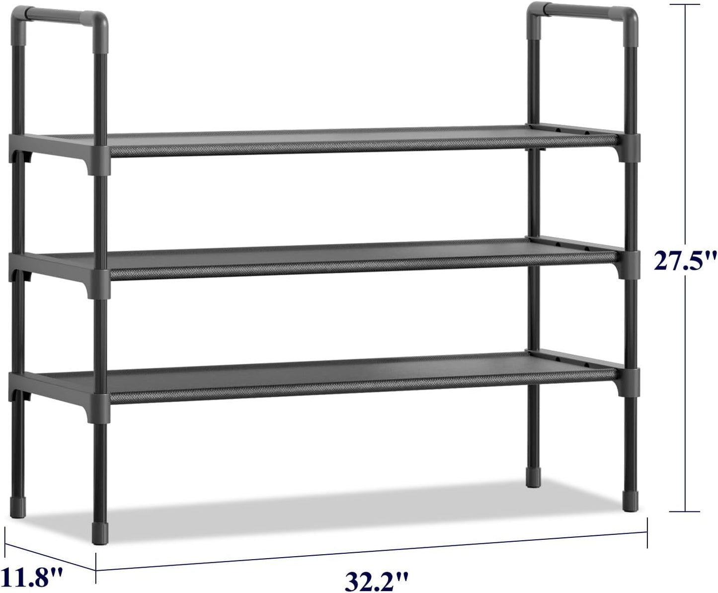 Kitsure Shoe Rack for Closet - 10-Tier Shoe Organizer with Hook Rack, Large-Capacity & Space-Saving Shoe Shelf for Entryway, Bedroom, Living Room,32.2" x 11.8" x 68.5", Black