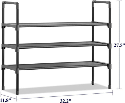 Kitsure Shoe Rack for Closet - 10-Tier Shoe Organizer with Hook Rack, Large-Capacity & Space-Saving Shoe Shelf for Entryway, Bedroom, Living Room,32.2" x 11.8" x 68.5", Black