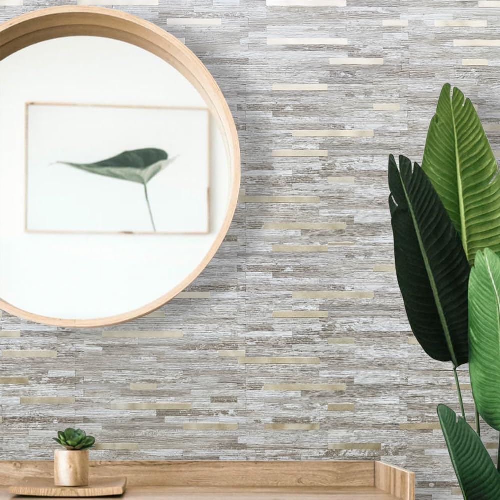 DICOFUN 10-Sheet Peel and Stick Backsplash Wall Tile, PVC Kitchen Backsplash Peel and Stick in Sandstone, 9.4 sq.ft