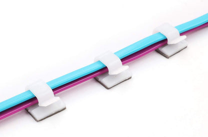Cable Clips 3M Adhesive, Multipurpose Wire Clamps for Cable Management and Cable Runs - 50 Pack Black Bundled with 10 Reusable Cable Ties