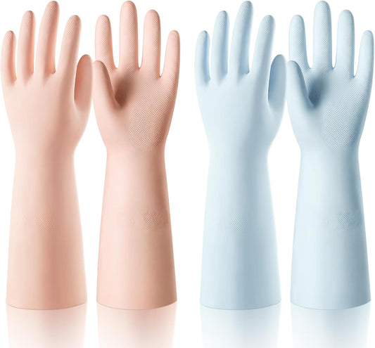 ThxToms 2 Pair Nitrile Dishwashing Cleaning Gloves,with Cotton Flocked Liner,Skin-Friendly & Anti-Slip Design,Y&P