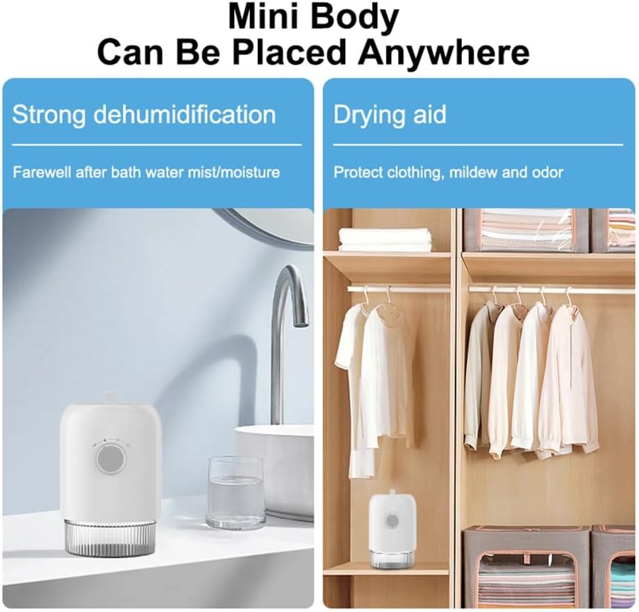 Dehumidifier for Home (300 Sq.Ft), Small Dehumidifiers with Auto Shut Off, Ideal for Closet Bedroom Bathroom RV T1-WHITE Upgrade