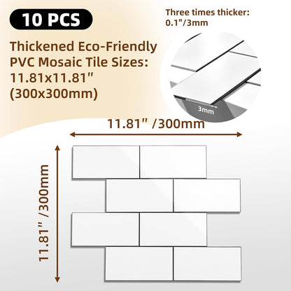 Havenly Peel and Stick Backsplash Tile for Kitchen & Bathroom Walls (White, 10 Tiles - 9.7 sq. ft. (0.9 m²))