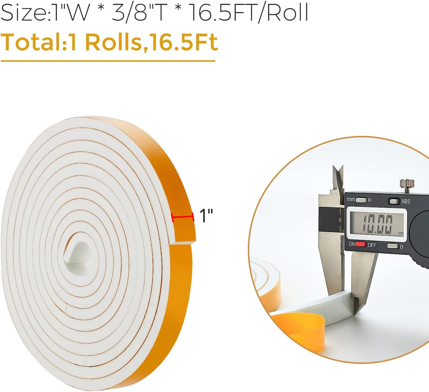 33 Feet Weather Stripping Door Seal- 1/2" Wide X 1/4" Thick Door Bottom Seal Strip High Density Foam Tape Adhesive Rubber Strip for Door Soundproofing,Window Insulation (1/2" x 1/4" x 33FT,Black)