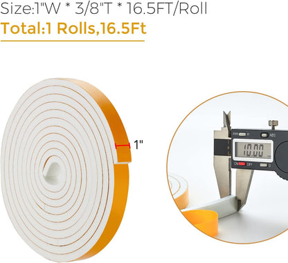 33 Feet Weather Stripping Door Seal- 1/2" Wide X 1/4" Thick Door Bottom Seal Strip High Density Foam Tape Adhesive Rubber Strip for Door Soundproofing,Window Insulation (1/2" x 1/4" x 33FT,Black)