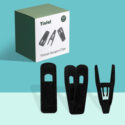 Tinfol Velvet Hanger Clips, 24 Pack Black Pants Hangers Clips, Large Opening Clothes Pin, Strong Finger Flocked Clip Perfect for Use with Slim-line Clothes Velvet Hanger