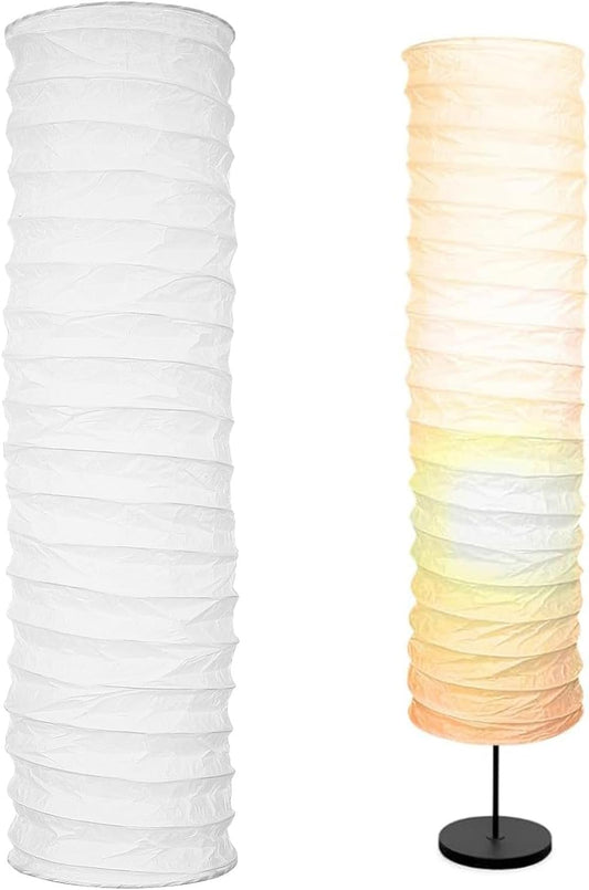 Foldable Paper Floor Lamp Shade Replacement, Standing Lamp Cover for Home Hotel Bedroom Living Room, Nordic Japanese Style Light Bulb Cage Guard & Protector