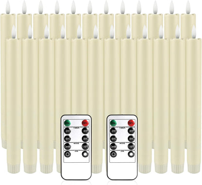 YOROXRG Set of 24 Waterproof Outdoor Flameless Candles, LED Candles with 4 Remote and Timer,(H 4" 5" 6" x D 2.2"),for Christmas,Halloween,Wedding,Festival