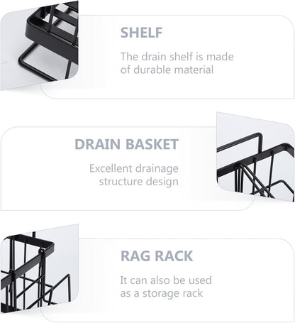 1pc Adjustable Wall-mounted Sponge Drain Basket Stainless Steel Rack for Kitchen Cloth Storage and Draining Ventilated Design for Easy Cleaning and Organization