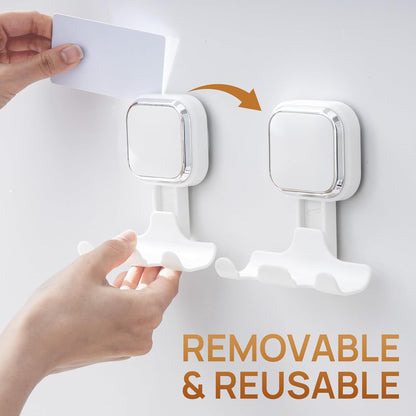 LEVERLOC Razor Holder for Shower 2 Pack, Powerful Suction Cup Shower Hooks for Towel, Loofah, Razor, Squeegee, Damage-Free Wall Hooks, Shaver Holder for Bathroom, Easy to Install and Reuse, White