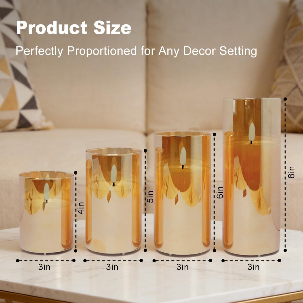 LEDHOLYT Rechargeable Flameless Glass Pillar Candles–Gifts for Women,–Set of 3, Realistic Flickering LED Light,Remote & Timer, Ideal for Living Room, Bedroom & Festival Wedding Home Party Decor