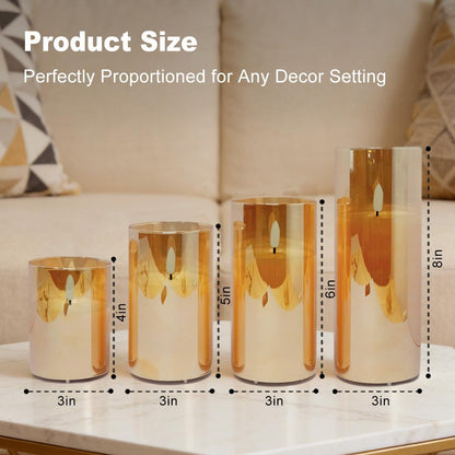 LEDHOLYT Rechargeable Flameless Glass Pillar Candles–Gifts for Women,–Set of 3, Realistic Flickering LED Light,Remote & Timer, Ideal for Living Room, Bedroom & Festival Wedding Home Party Decor
