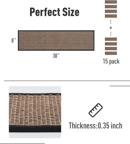 PADOOR Non Slip Stair-Treads,Rubber Backing Stair-Runners for Wooden Steps,15PCS Residue Free Carpet Stair Treads for Kids and Dogs 8"x30" Beige