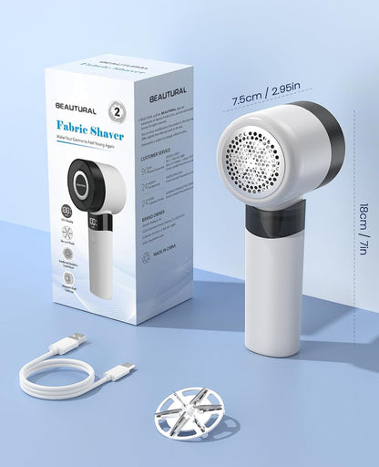 BEAUTURAL Fabric Shaver, Rechargeable Lint Remover for Clothes, Electric Lint Shaver with 6-Leaf Blades, Sweater Shavers to Fuzz, Lint Balls, Pillings, Bobbles for Clothes and Furniture