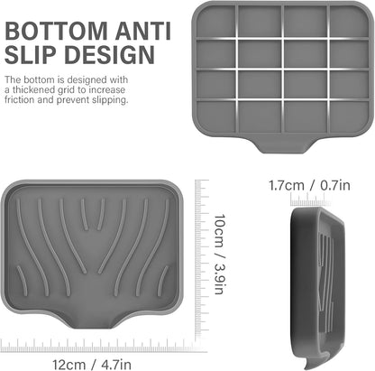 Silicone Soap Dish with Drain, SAISN Kitchen Soap Tray for Shower 2 Pack Self Draining Soap Dish Soft Bathroom Soap Holder for Kitchen Sink Flexible Portable Soap Saver, White