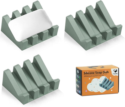 Self Draining Soap Dish Holder,Silicone Soap Dish,for Bathroom,Kitchen, Sponges，Can Extend Soap Life，Keep Soap Bars Dry and Easy Cleaning (White,1-Pack) - Colors B