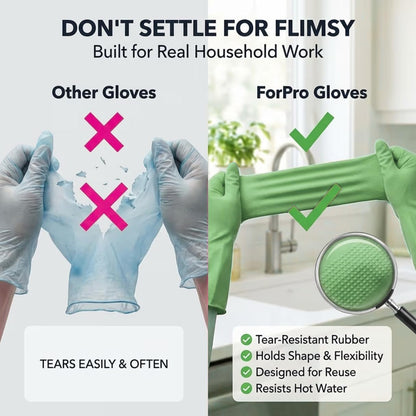 ForPro Natural Rubber Gloves, 6 Pairs Reusable Multi-Purpose Household Cleaning Gloves with Soft Inner Lining, Waterproof & Chemical-Resistant, Wild Cherry, Small