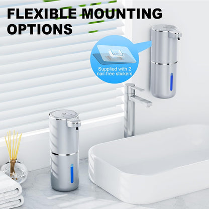 Automatic Foaming Touchless Soap Dispenser, Rechargeable 1500mAh with Sensor for Bathroom Kitchen 13.5oz/380ml Silver
