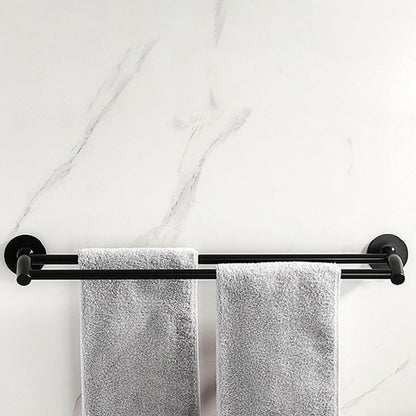 Luxshiny Punch-Free Aluminum Alloy Dual-Pole Towel Holder 40cm Black, Bathroom and Kitchen Wall-Mounted Storage Rack for Hand Towels and Cleaning Cloths