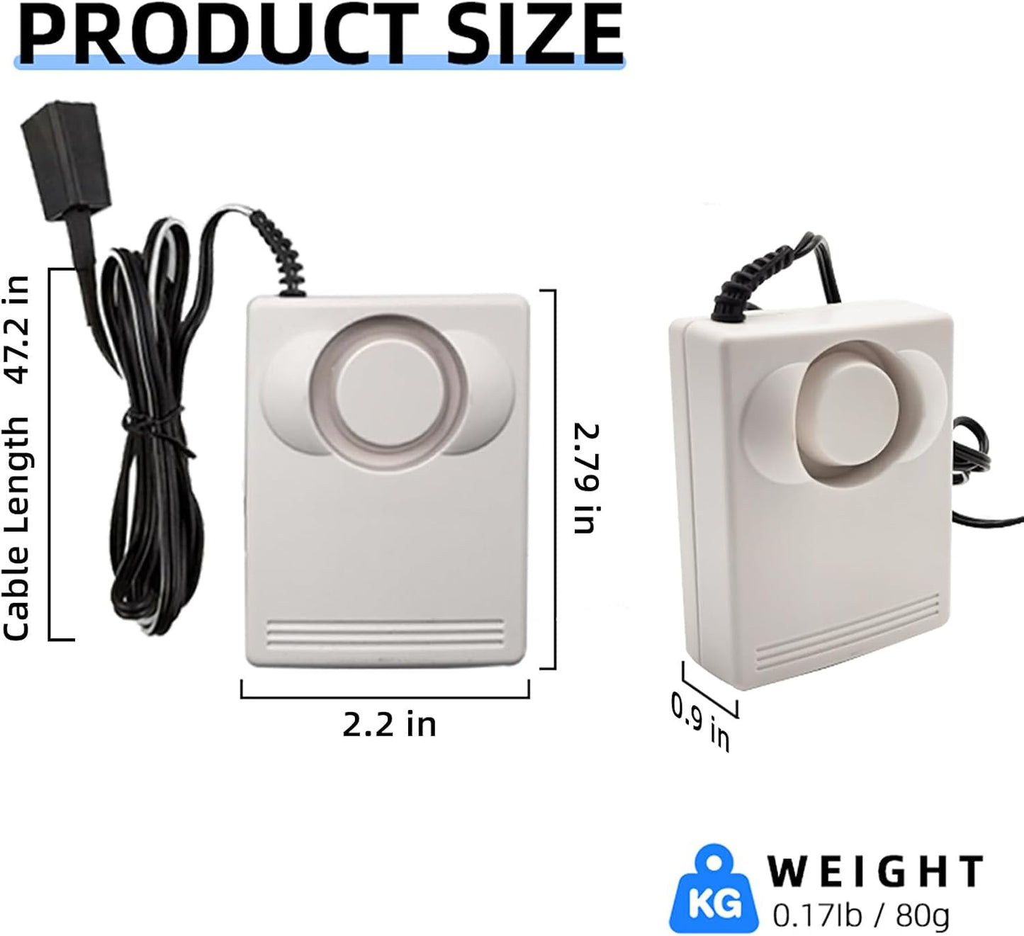 3 Pack Water Leak Detector Alarm, 120dB Loud Water Sensor Alarm with 47in Detection Cable, Battery Powered Leak Detector with Suction Cup for Basement, Bathroom, Kitchen, Under Sink, Garage