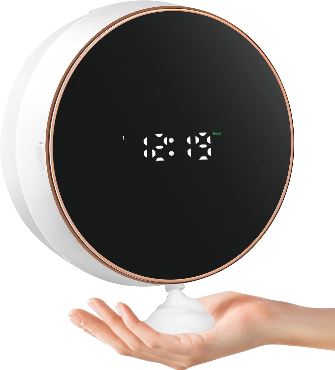 Automatic Soap Dispenser Foam Bathroom: Wall Mount Rechargeable Touchless Adjustable Auto Smart Electric Plastic Black Foaming Soap Dispenser with Clock - Kitchen - Hand Dish Lotion Couple Kids