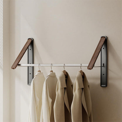 Retractable Wall Mounted Drying Rack - Foldable Clothes Hanger in Walnut or Oak Color for Laundry Room, Closet & Balcony (Oak, 1 Rack)