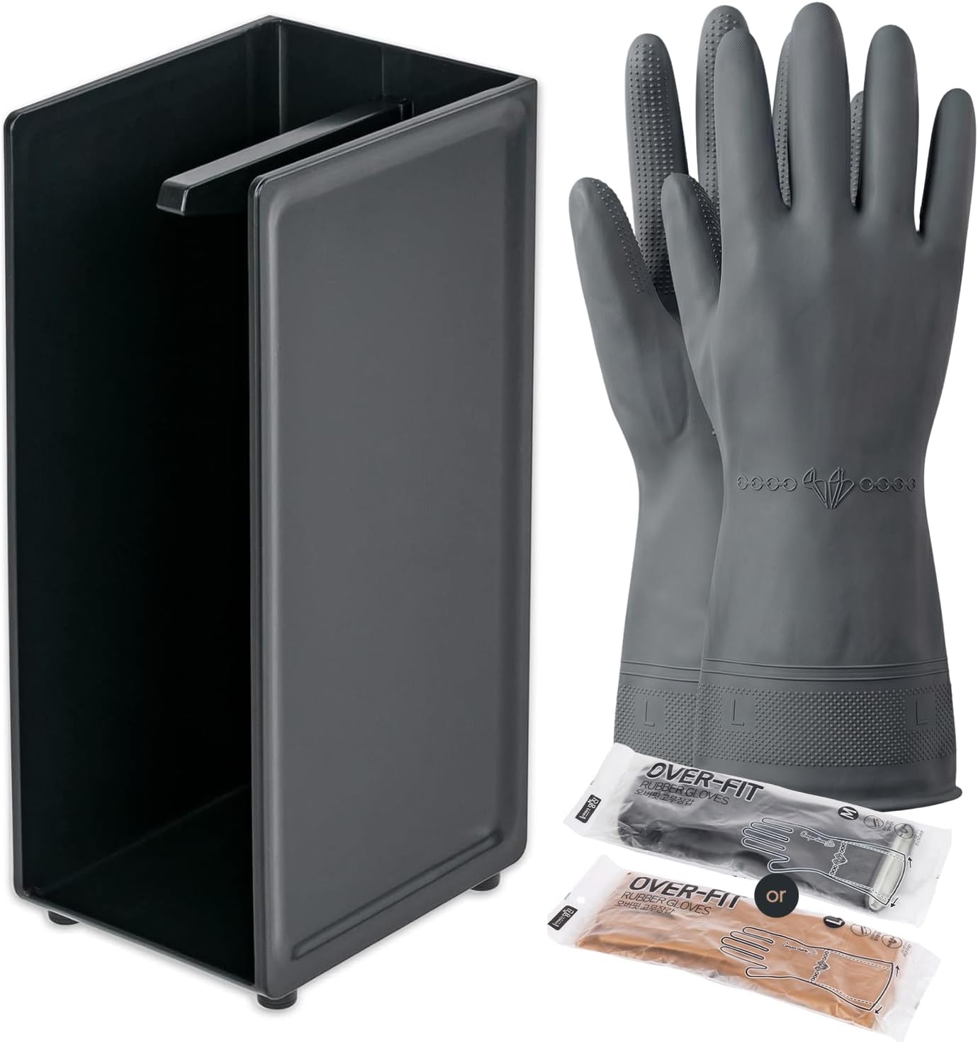 COELO Hidden Glove Drying Holder Rack (Black) - Stand Organizer for Kitchen Sink Bathroom Towels Loofah Modern Countertop with 1 Complimentary Dishwashing Rubber Glove