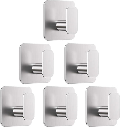 Aikzik Black Hooks for Hanging Heavy Duty, Adhesive Hooks for Shower, Bathroom, Kitchen, Robe, Towel, Coat, Waterproof & Rustproof Hook for Walls No Damage, Sticky Wall Towel Hooks - 4 Pack