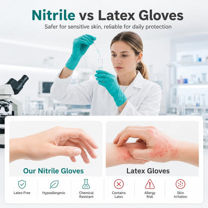 15 Mil Chemical Resistant Nitrile Gloves, Latex free Durable Cleaning Gloves, Resist Acid, Alkali, Solvent and Oil