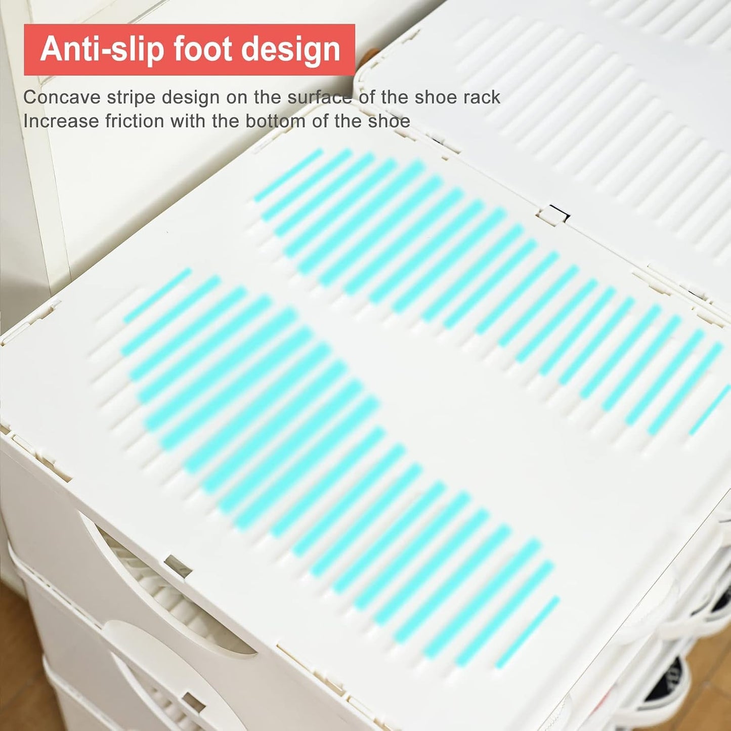 6-Tier Shoe Rack, Stackable Storage Organizer for Bedroom Entry, Adjustable Rack, Shoe Slots Shelf, Easy Tower Rack, Grey