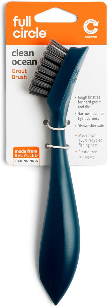 Full Circle Clean Ocean, Heavy Duty Dish Brush, Tough Bristles and Built-in Scraper, Perfect for Cast Iron, Sustainably Made 100% From Recycled Ghost Fishing Nets