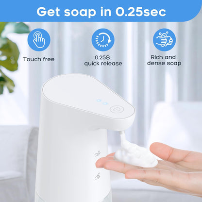 LAOPAO Rechargeable Automatic Foaming Soap Dispenser - Stainless Steel Touchless 9oz Foam Soap Dispenser for Bathroom and Kitchen - Xmas Gift