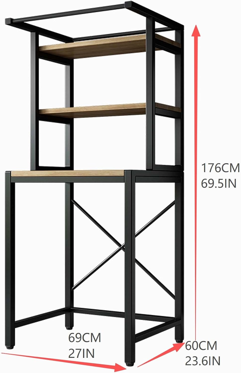 Over The Washer Storage Shelf – Space-Saving Laundry Room Organizer, Sturdy Bathroom Storage Rack for Essentials(Black,Two Layers)