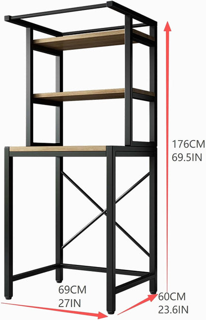 Over The Washer Storage Shelf – Space-Saving Laundry Organizer, Durable Bathroom Rack for Clutter-Free Living(Black,Two Layers)