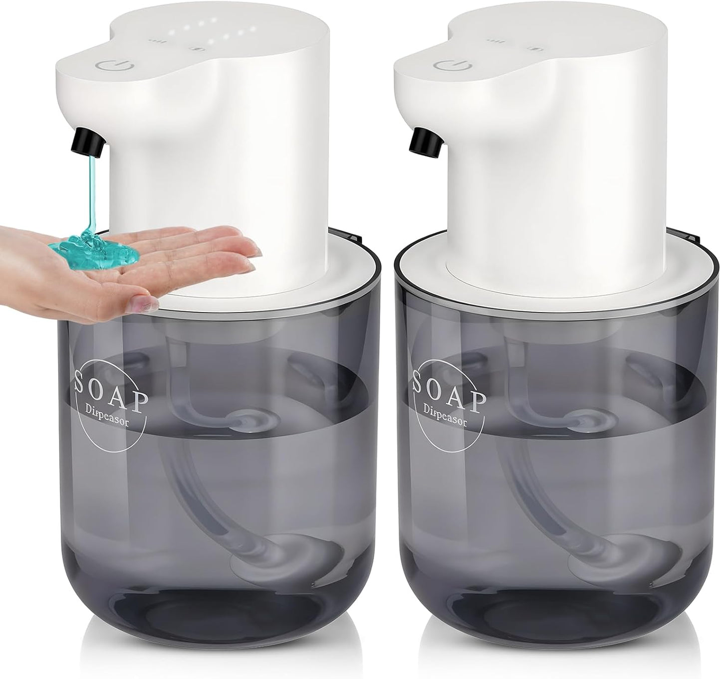 2 Pack Automatic Soap Dispenser, Touchless Automatic Foaming Soap Dispenser, Electric Wall Mounted Dispenser, 13.5oz/400ML USB Rechargeable with 4-Level Adjustment for Bathroom, Kitchen & Office
