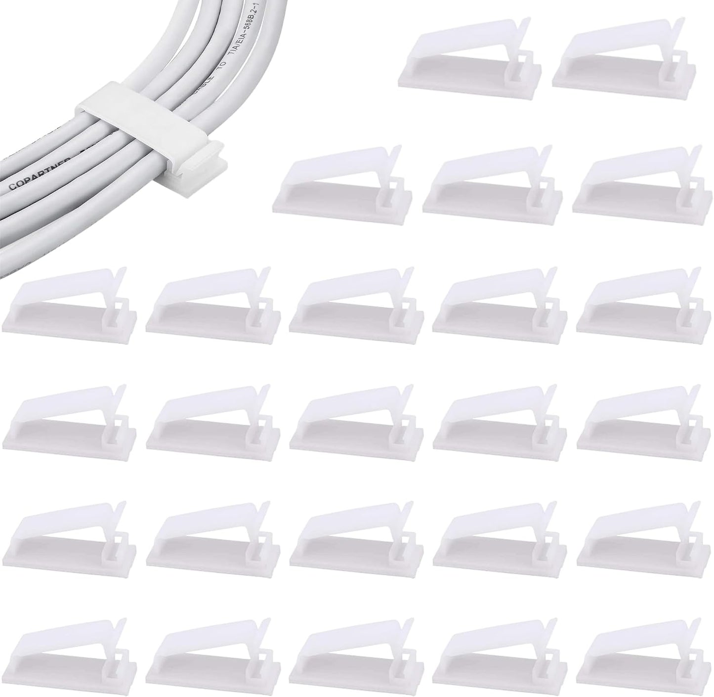 50packs Self Adhesive Cable Management Clips,32.5mm/1.28in Black Durable Wire Organizers Cord Holder for TV, PC, Laptop, Ethernet, Desktop, Home, and Office