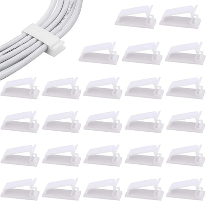50packs Self Adhesive Cable Management Clips,32.5mm/1.28in Black Durable Wire Organizers Cord Holder for TV, PC, Laptop, Ethernet, Desktop, Home, and Office
