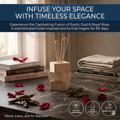 Luxury Hotel Scent Reed Diffuser 100ml (3.38oz) | No.1898 Hotel Collection Diffuser Oil Inspired by Ritz Carlton | Home, Bathroom & Office Decor | Long-Lasting Room Freshener Gift Set