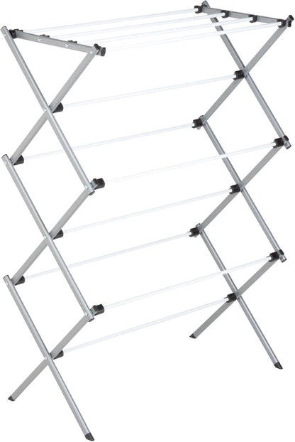 Honey-Can-Do Deluxe Metal Collapsible Clothes Drying Rack, 50 lbs, 29" x 14.2" x 42.1", White & Grey
