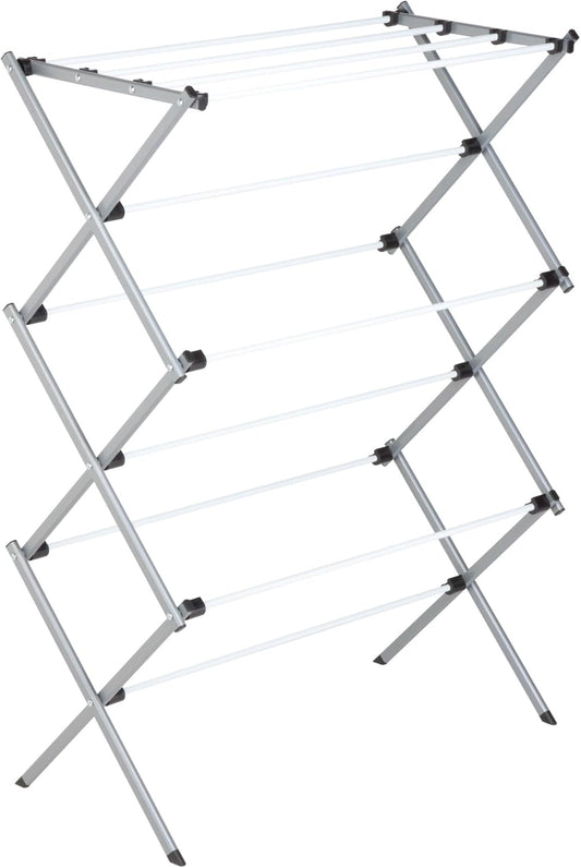 Honey-Can-Do Deluxe Metal Collapsible Clothes Drying Rack, 50 lbs, 29" x 14.2" x 42.1", White & Grey