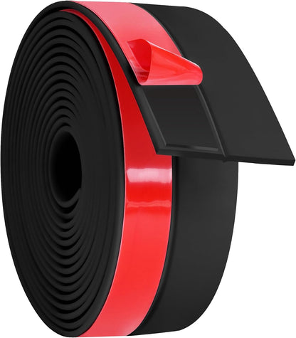 ToLanbbt Weather Stripping Silicone Door Seal Strip 2 in x 20 ft Door Draft Stopper Self Adhesive Door Draft Tape, Side & Bottom Gaps Insulation Strip for Glass Shower Door Sliding Door Window, Black