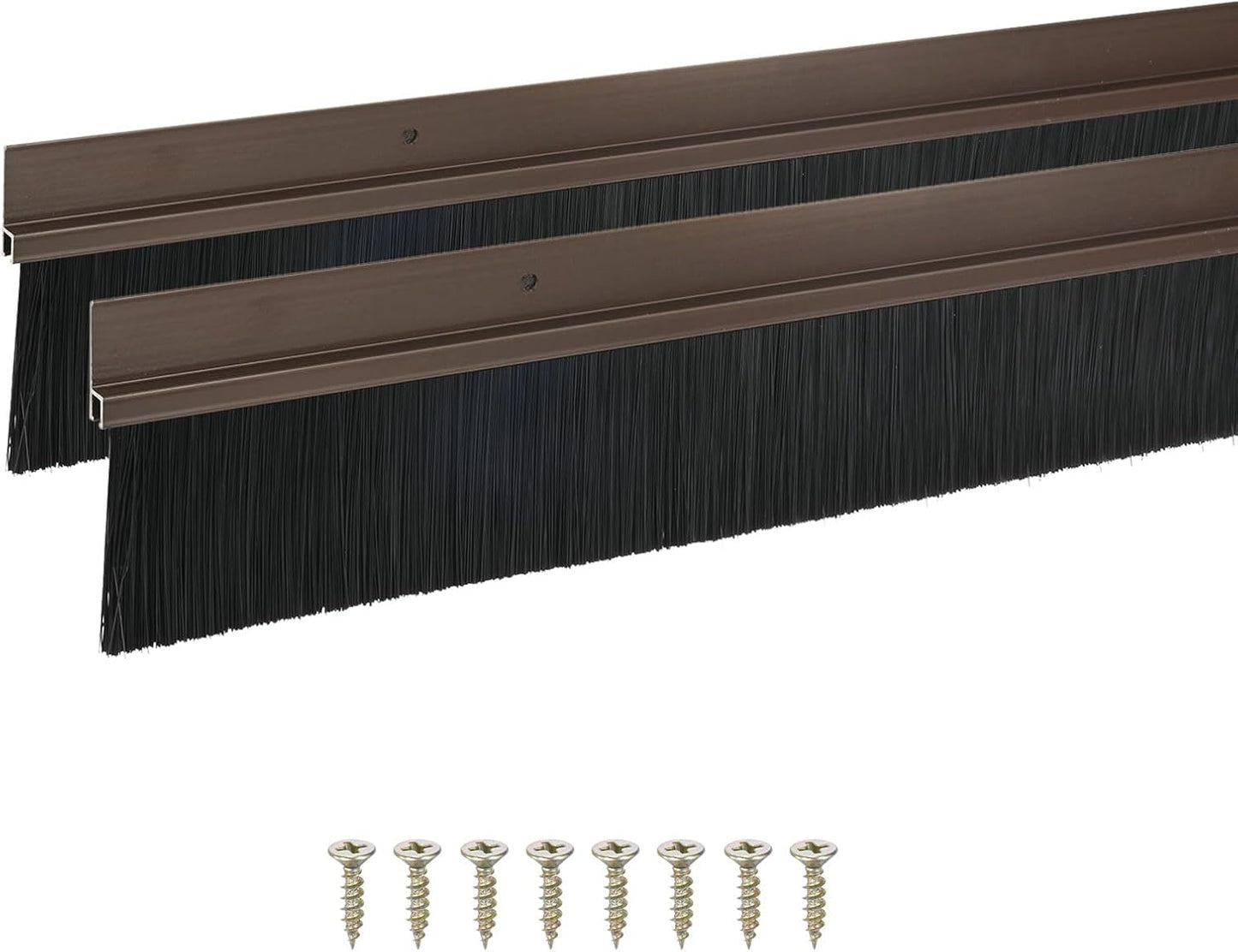 M METERXITY 2Pack Door Sweep - 39" Door Bottom Brush Heavy Duty Seal Draft Stopper Aluminum Base with 50mm Brush, Adhesive/Screw Installation for Interior/Exterior/Garage/Sliding Doors, Black