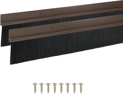 M METERXITY 2Pack Door Sweep - 39" Door Bottom Brush Heavy Duty Seal Draft Stopper Aluminum Base with 50mm Brush, Adhesive/Screw Installation for Interior/Exterior/Garage/Sliding Doors, Black