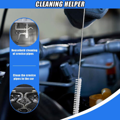 78 Inch Flexible Long Drain Brush, Nylon Stainless Steel Flexible Feeding Tube Cleaning Brush, Double Ended Elastic Slim Hose Pipe Brush Auto Sunroof Drain Hole Cleaner for Car Fridge (Black)