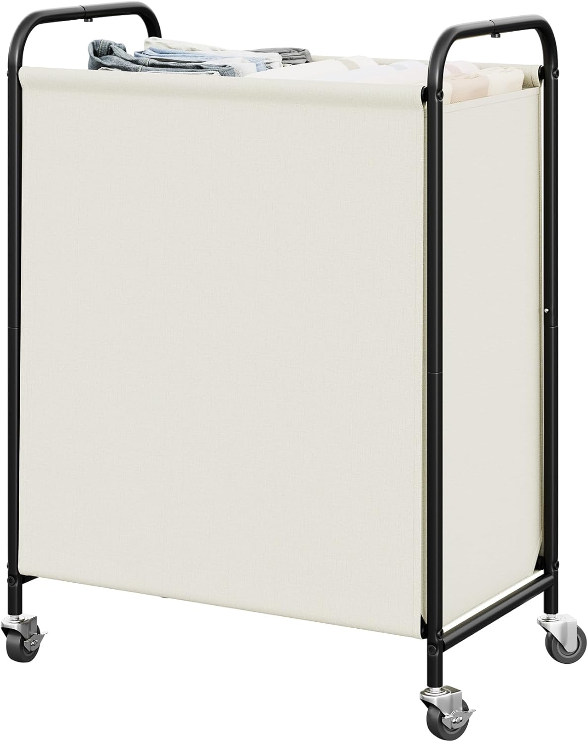 GRANNY SAYS 2 Section 130L Laundry Sorter, Large Laundry Hamper Basket with Wheels and Handles, Durable and Sturdy Rolling Cart for Laundry Room, Hotel, Bedroom, Beige