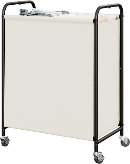 GRANNY SAYS 2 Section 130L Laundry Sorter, Large Laundry Hamper Basket with Wheels and Handles, Durable and Sturdy Rolling Cart for Laundry Room, Hotel, Bedroom, Beige