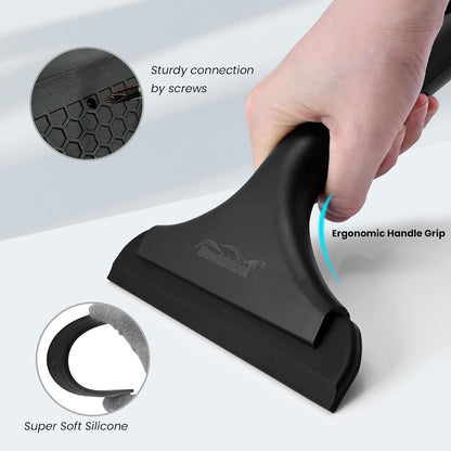 NEWISHTOOL Bathroom Shower Squeegee 5.9 Inch Soft Silicone Blade Squeegee for Shower Glass Door Mirrors Car Windshield, Kitchen Squeegee Countertops Cleaning and Water Removal Scraper w/Hanging Hole