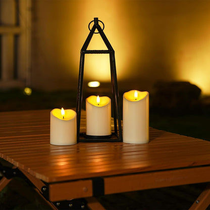 Homemory Black Flameless Candles, Halloween Candles Battery Operated with Remote and Timer, Flickering LED Pillar Candle for Theme Party, Holiday Decor, Set of 3